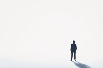 Businessman Silhouette Standing Alone Facing Away