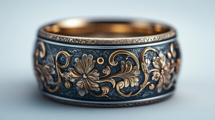 Vintage patterned men's wide ring