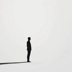 Solitary Figure Stands Against White Background