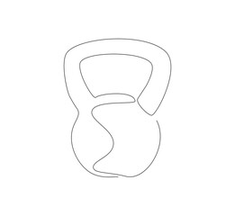Kettlebell continuous line. Continuous one line drawing kettlebell for exercise. Gym, fitness concept. Single line drawing