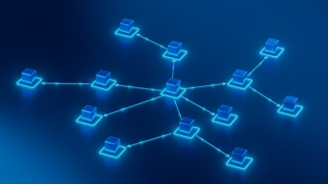 Futuristic Network Workflow and Data Connection Diagram