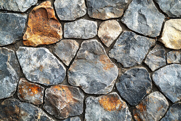 Fototapeta premium Cobblestone pavement texture featuring uneven gray and brown stones in a rustic and detailed design