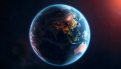 Obraz premium photo of earth from space, dreamy atmosphere, with white tones