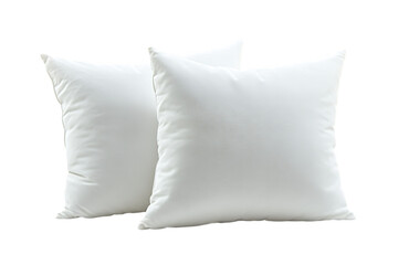 Two white square pillows, soft and fluffy.