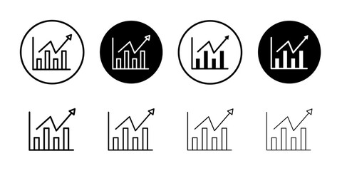 Chart histogram icon Black line art vector logo set