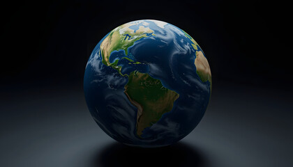 Fototapeta premium earth globe on dark background 3D rendering, cinematic, with white tones