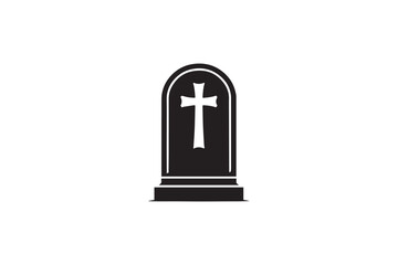 Obraz premium Gravestone vector silhouette isolated in white background
