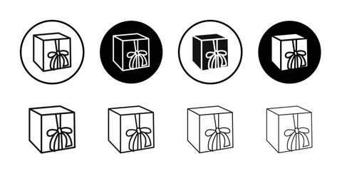 Gifts icon Black line art vector logo set