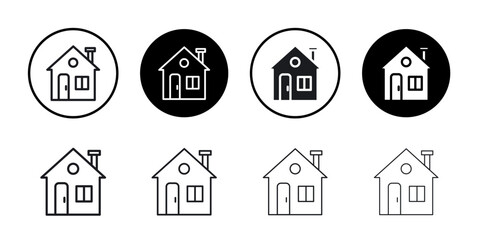 Home icon Black line art vector logo set