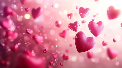 Obraz premium Pink Hearts Floating In A Romantic Setting