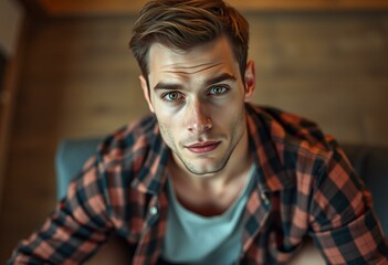 Fototapeta premium Portrait of a relaxed, slightly intoxicated male