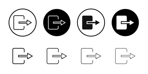 Sign out icon Black line art vector logo set