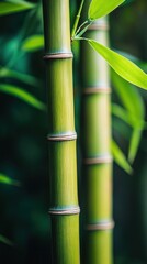 Lush green bamboo stalks in garden, nature background, for wellness