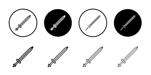 Sword icon Black line art vector logo set