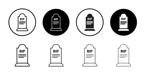 Tombstone icon Black line art vector logo set