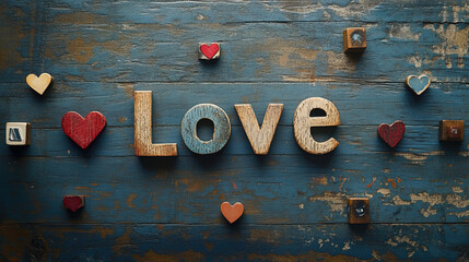 Wooden Love Letters on Rustic Wood