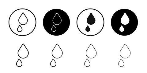 Water drop icon Black line art vector logo set