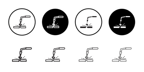 Welding icon Black line art vector logo set
