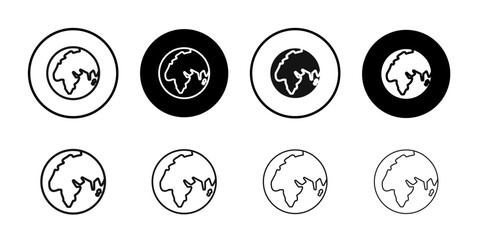 World icon Black line art vector logo set