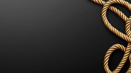 Golden rope border on black background, website design