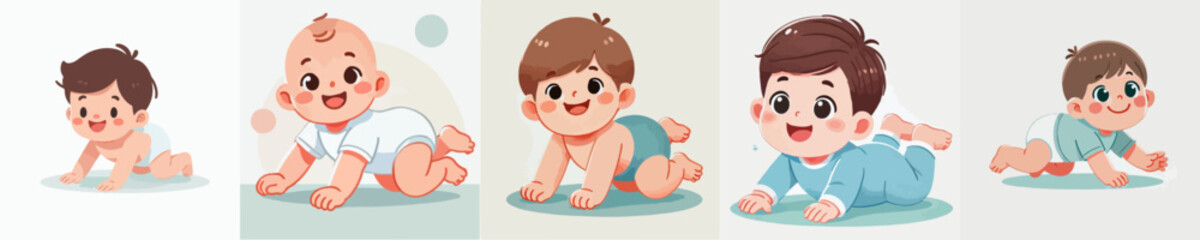 vector of a baby crawling