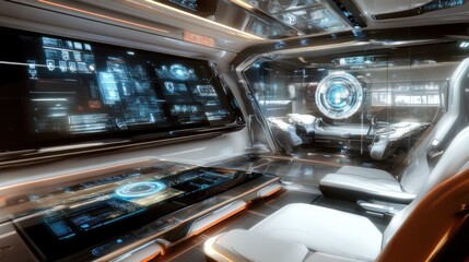 Futuristic Spaceship Cockpit Interior Design Visualization