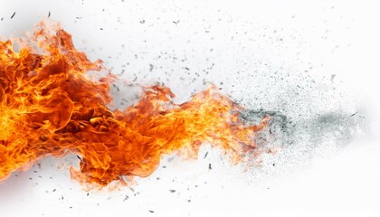 fire flames on white 