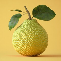 3D realistic breadfruit, soft pastel yellow background