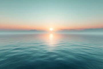 Obraz premium A tranquil sunrise over calm waters, with soft pastel colors reflecting on the surface, creating a serene atmosphere. Ideal for relaxation and nature-themed projects.