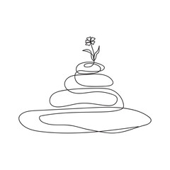 Balance sketch with flower. Continuous line drawing art. Minimalist vector illustration.