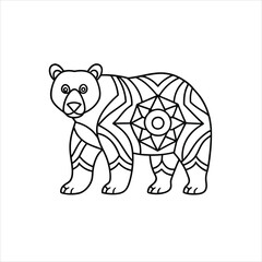 Decorative Mandala Bear Icon Design Vector
