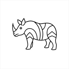 Decorative Rhino Animal Art with Zentangle Patterns Vector