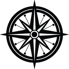 Ancient Compass Silhouette Vector Illustration