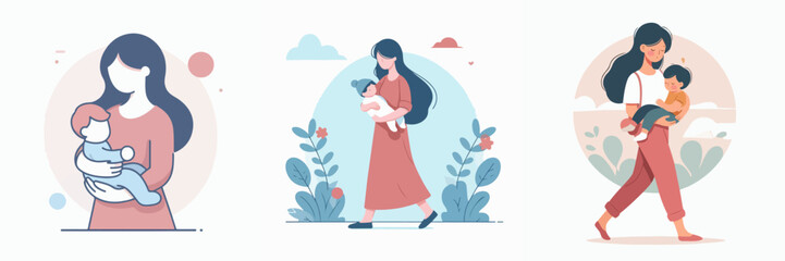 vector of a mother holding her child
