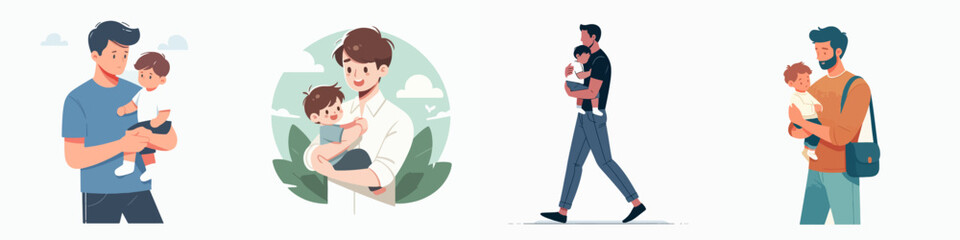vector of a father holding his child