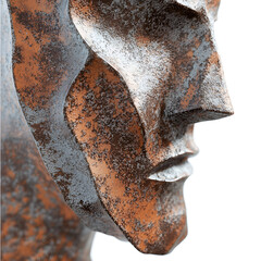 Statue of a Woman's Head with White and Brown Background