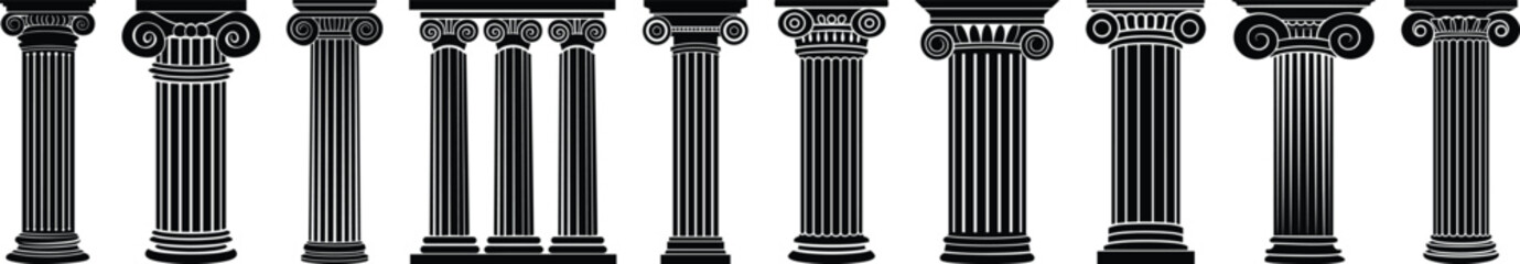 Roman silhouette set vector design big pack of columns illustration and icon