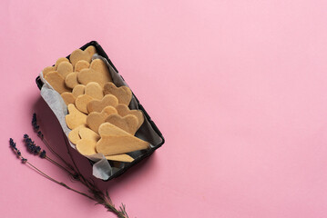Heart Shaped Cookies in a Black Container