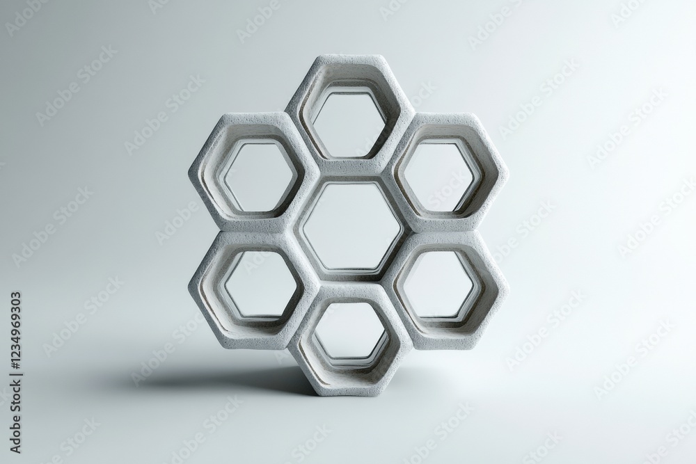 Fototapete contemporary honeycomb structure showcasing modular design and minimalist style in neutral tones. ge