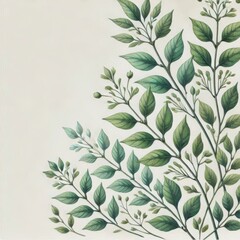 Vibrant Green Leaves and Branches with white Background