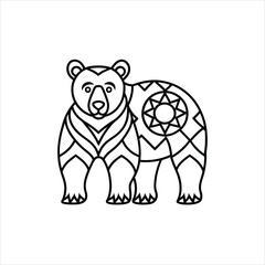 Ornamental Bear Mandala Pattern Vector Illustration