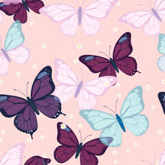 Vibrant butterfly patterns dance on a soft pastel background, inspiring a sense of tranquility and beauty