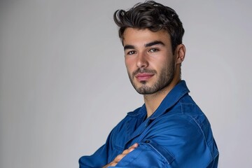 Obraz premium a man posing in blue uniform