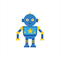 Tech Inspired Blue Robot Logo with Star Elements Vector