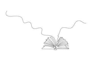 Book continuous line drawing