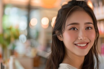 Fototapeta premium A Young pretty Asian girl with beautiful makeup smiling