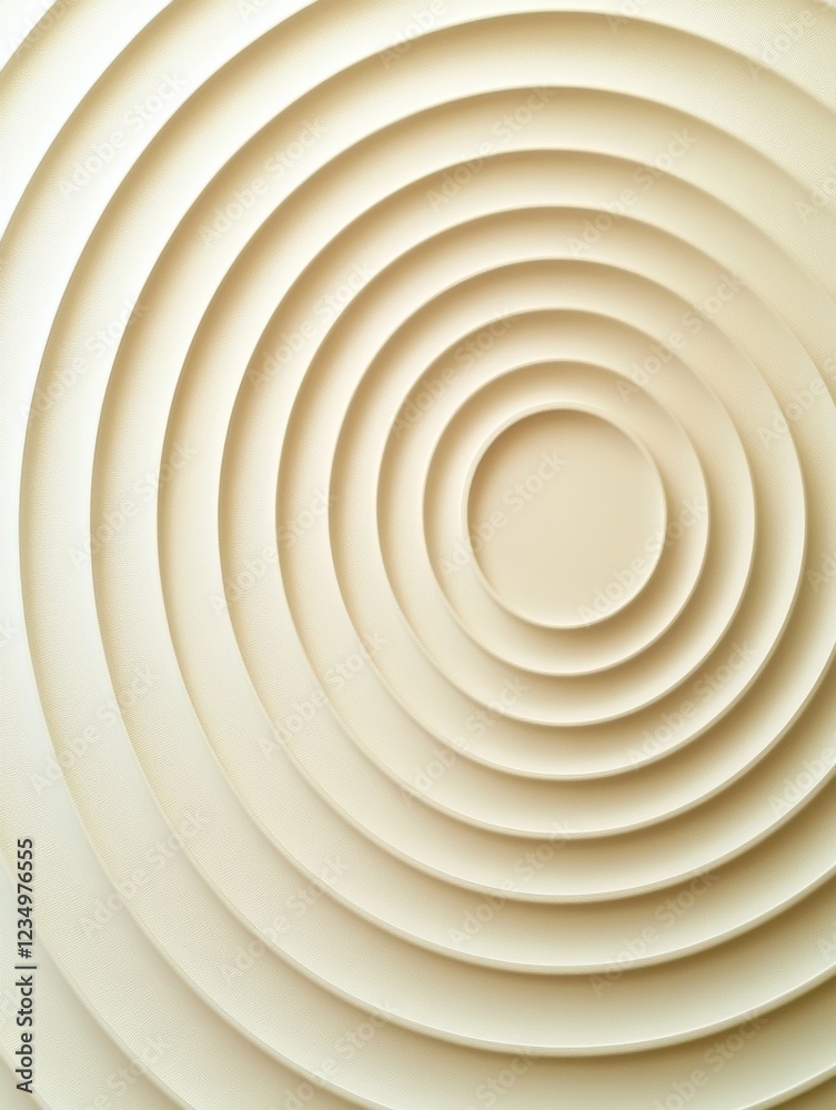 Poster Elegant concentric circles in a minimalist design showcasing soft curves and smooth textures in neutral tones. Generative AI