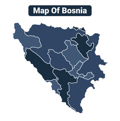 Map of Bosnia political map regions vector illustration