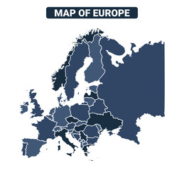 Map of Europe political map regions vector illustration