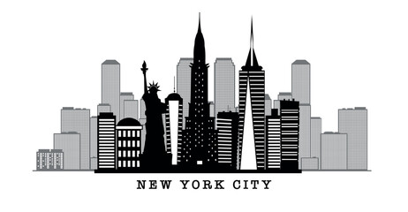 Fototapeta premium New York City skyline in black vector EPS format editable source